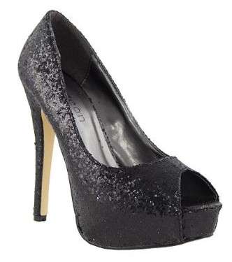Ladies Odeon Glitter Peep Toe Platforms