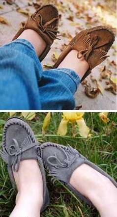 Minnetonka Genuine Suede Leather Fringe Flats
