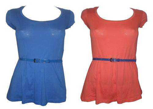 Guess Ladies Peplum Tee & Belt (Available in 2 colours)