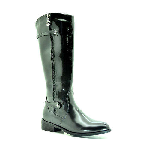 Bronx Ladies Knee High Patent Boots in Black