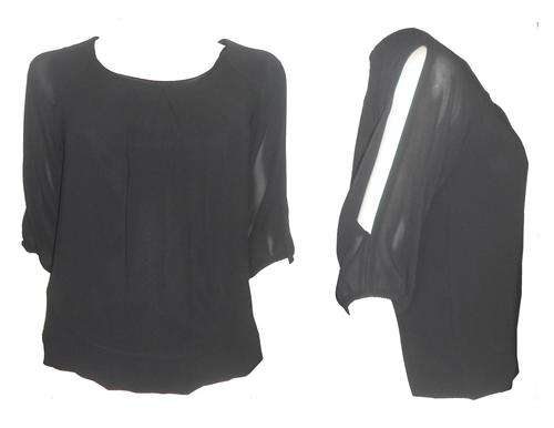 Amara Three Quarter Slit Sleeve Chiffon Top (Available in Cream Only)