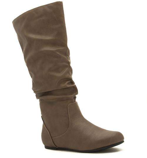 Slouchy Boots in Taupe Brown