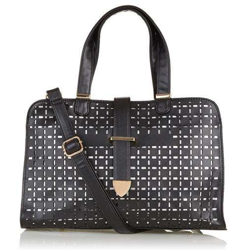 Soviet Satchel Handbag with Cut-out Detail