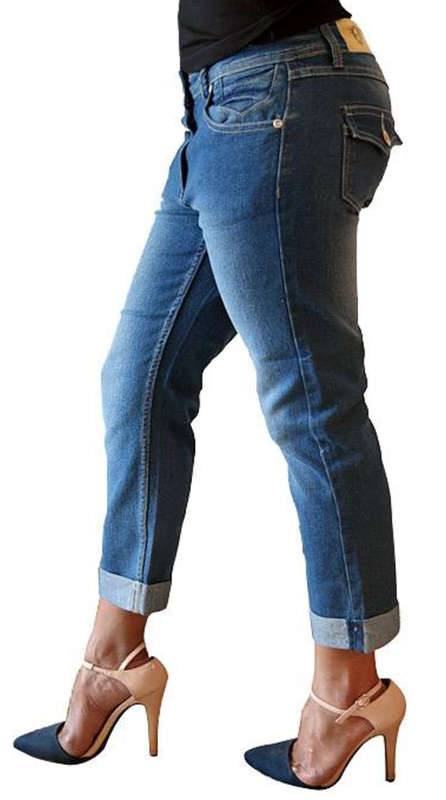 Ladies Cuffed Capri Jeans