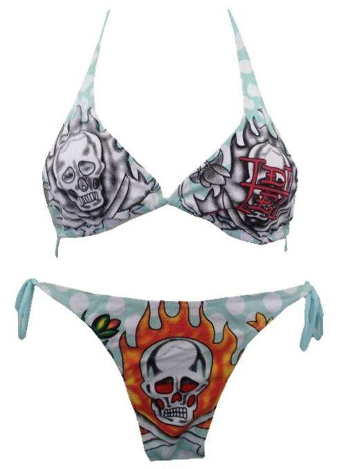 Beach Wear: Flaming Skull String Bikini Set