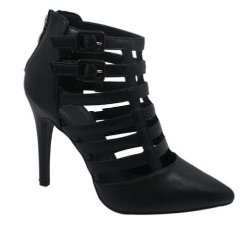 Caged Pointed Toe Heels in Black