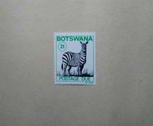 2 t Botswana Stamp Mint Postage Due Zebra