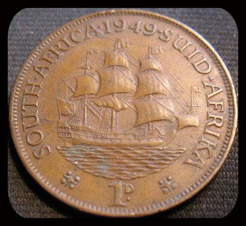 1949 One Penny South African Coin