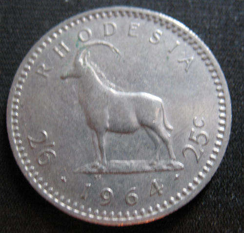- 1964 - 20c / 2'6 Rhodesian Dual Currency - Queen Elizabeth II Coin -