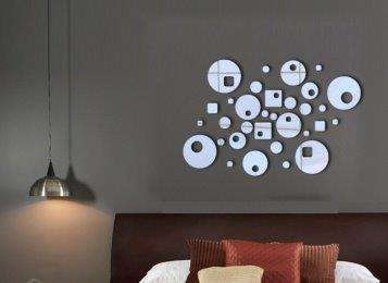 small circle and square acrylic mirror decals
