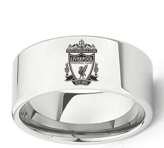 Liverpool Ring LFC Football Logo on Stainless Steel Ring - Silver - SIZE  10 11 12 AND 13