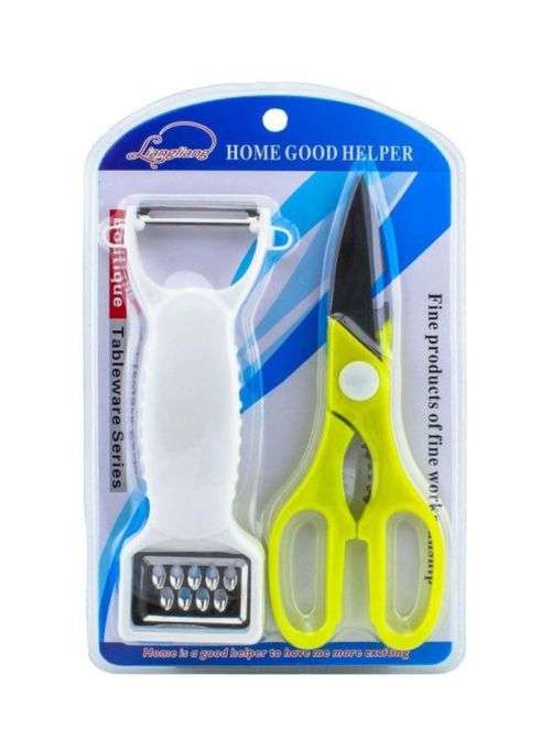 Home helper Large 2 in 1 Peeler and Grater With Large Scissors - Green