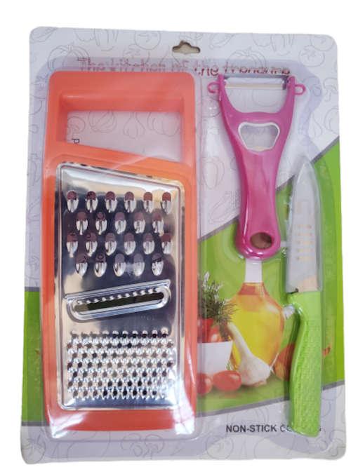 Kitchen of Treasure Set Large Multi Grater With Peeler and Knife - Orange  and Blue Available