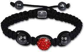 Shamballa Bracelet with 1 Red Zirconia Glitter 1 Crystal Ball Red