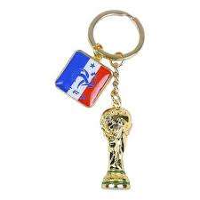 World Cup Trophy Key Chain with France Flag Key Ring