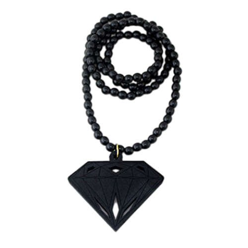 Diamond Hip Hop Necklace Good Wood Extra Long Necklace - Brown And White Available