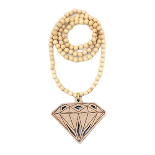 Diamond Hip Hop Necklace Good Wood Extra Long Necklace - Brown And White Available