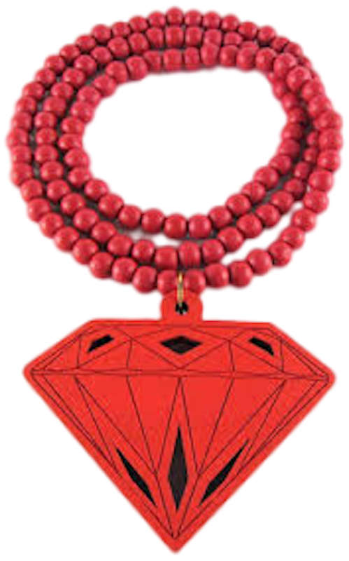 Red Diamond Hip Hop Necklace Good Wood Extra Long Necklace