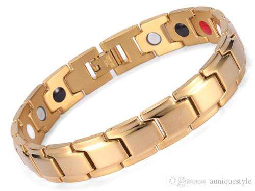 Gold Plated Stainless Steel WithTitanium Magnetic Bracelets for Men and Women