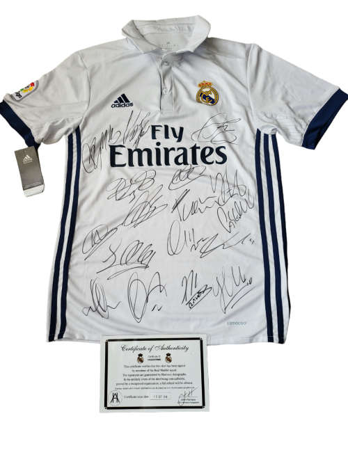 Autographed By Real Madrid Full First Team Squad 2016/2017 Home Jersey Hand Signed With Certificate