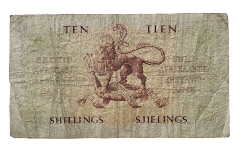 1954 South Africa 10 Shillings Note M H De Kock Third Issue 10 Shillings