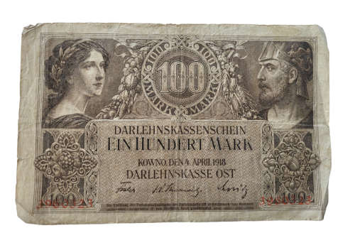 1918 Germany 100 Mark Note  Darlehnskasse Ost  4 April 1918