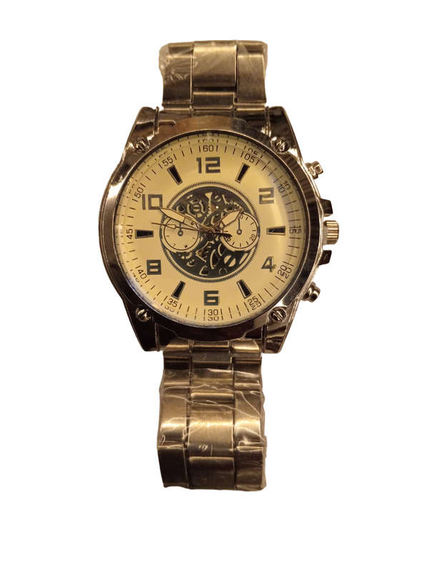 Stunning Design Mens Analagoue Watch -Stunning and Sleek  Design on White Face With Steel Strap