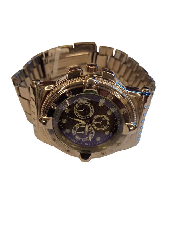Mens Analogue Watch - Stylish Grey Face With Steel Band -Sleek Round Face With Calendar Dials