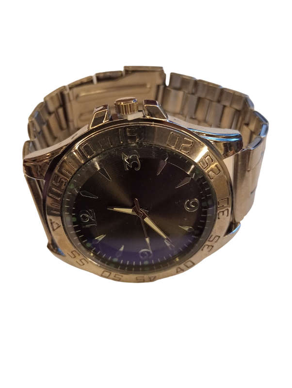 Stunning and Simple Mens Analogue Watch -Simple Grey Face With Numbers- Steel Band -Sleek Round Face