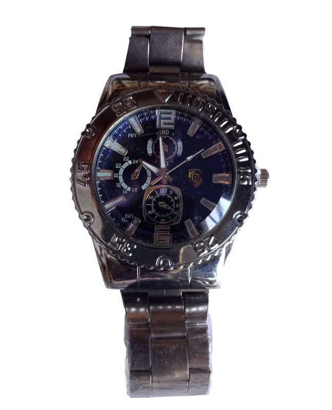 Classic Mens Analogue Watch Stylish Design on Face - 2 Colours to Choose From - Metal Strap Analogue