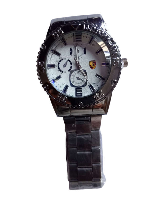 Classic Mens Analogue Watch Stylish Design on Face - 2 Colours to Choose From - Metal Strap Analogue