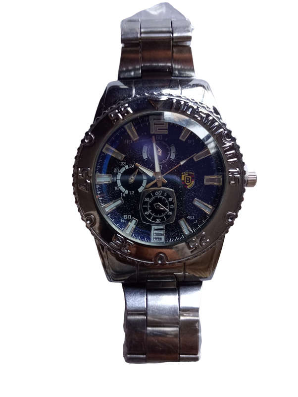 Classic Mens Analogue Watch Stylish Design on Face - 2 Colours to Choose From - Metal Strap Analogue