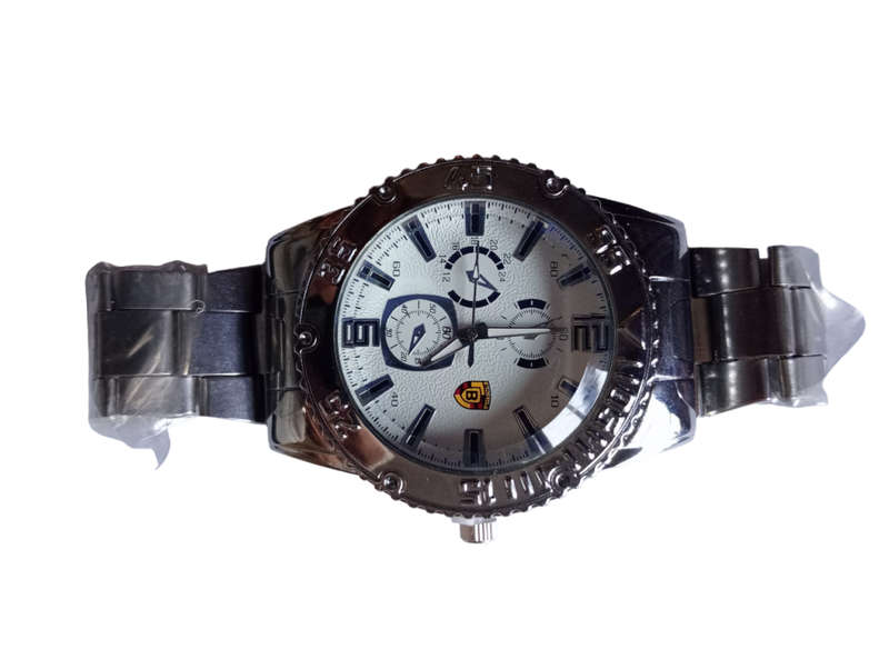 Classic Mens Analogue Watch Stylish Design on Face - 2 Colours to Choose From - Metal Strap Analogue
