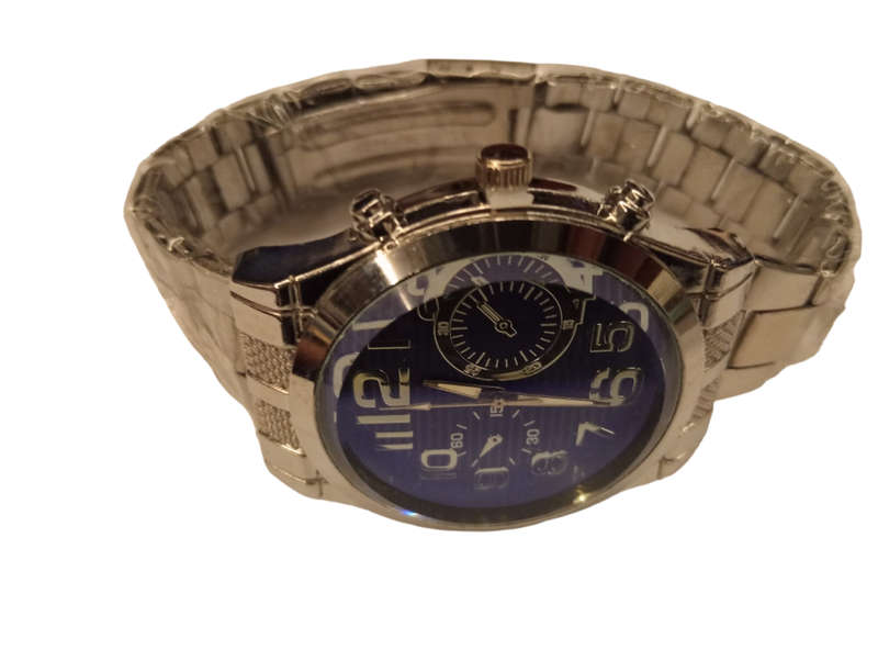 Stunning Mens Analogue Watch - Stylish& Simple Blue Face With Steel Band -Classic Round Face