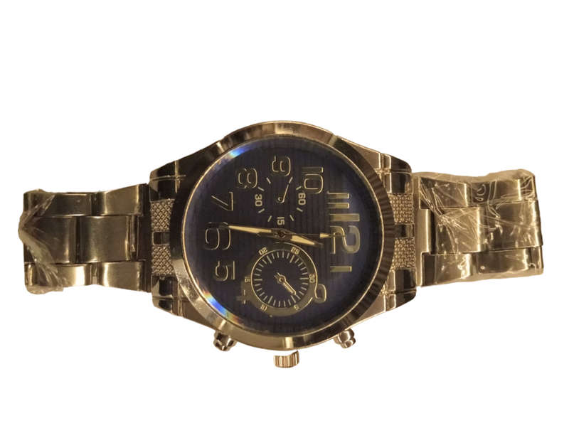 Stunning Mens Analogue Watch - Stylish& Simple Blue Face With Steel Band -Classic Round Face