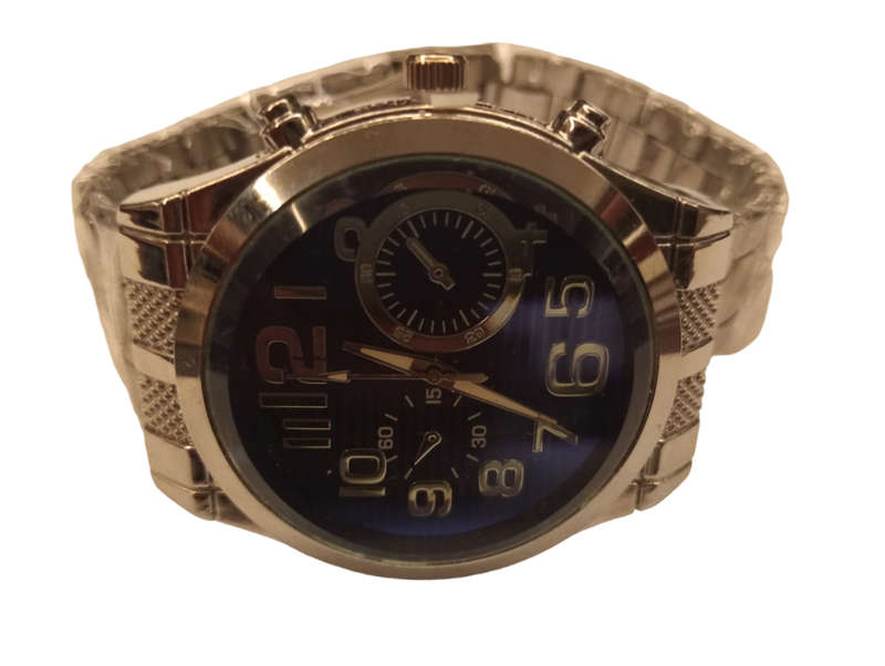 Stunning Mens Analogue Watch - Stylish& Simple Blue Face With Steel Band -Classic Round Face