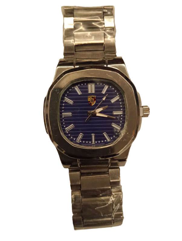Stunning Mens Analogue Watch - Stylish& Simple  Black/Blue Face With Steel Band -Classic Shape Face