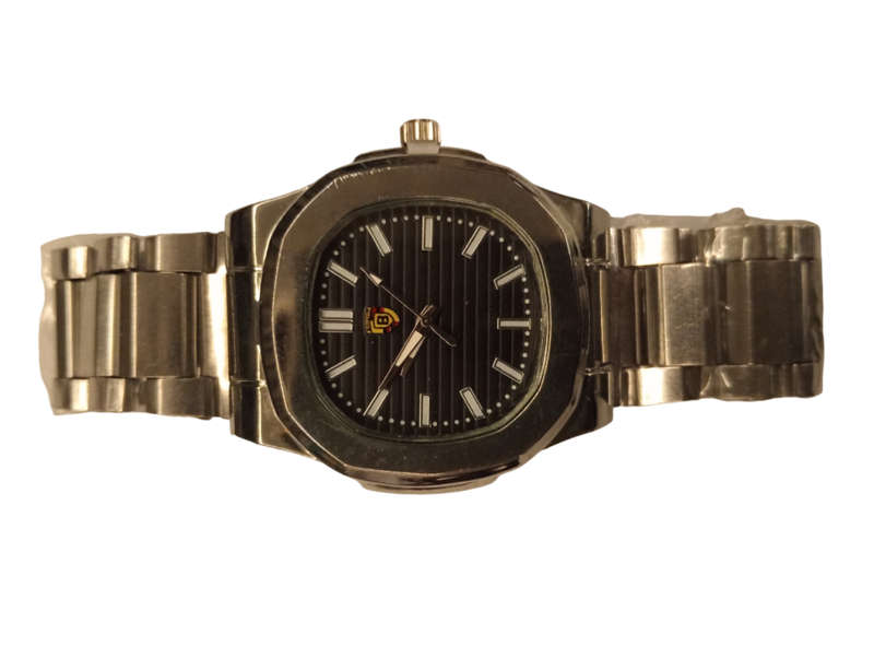 Stunning Mens Analogue Watch - Stylish& Simple  Black/Blue Face With Steel Band -Classic Shape Face