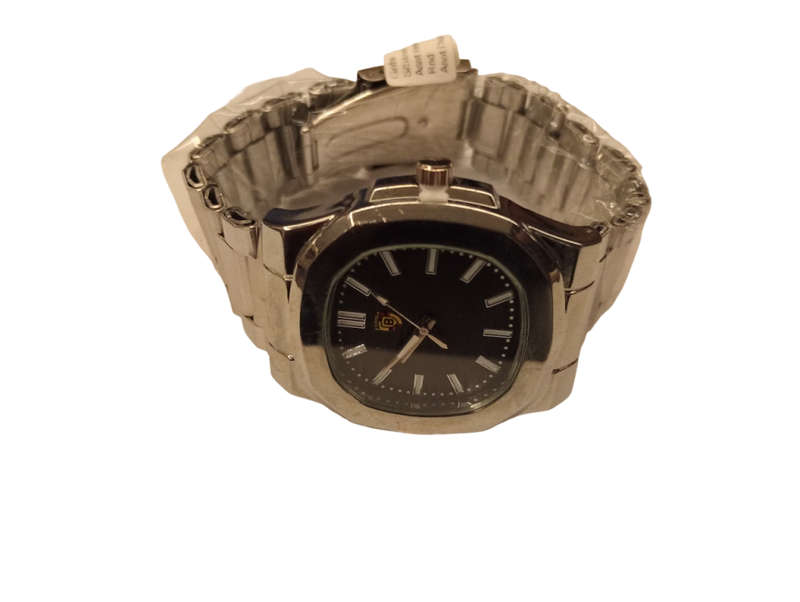 Stunning Mens Analogue Watch - Stylish& Simple  Black/Blue Face With Steel Band -Classic Shape Face