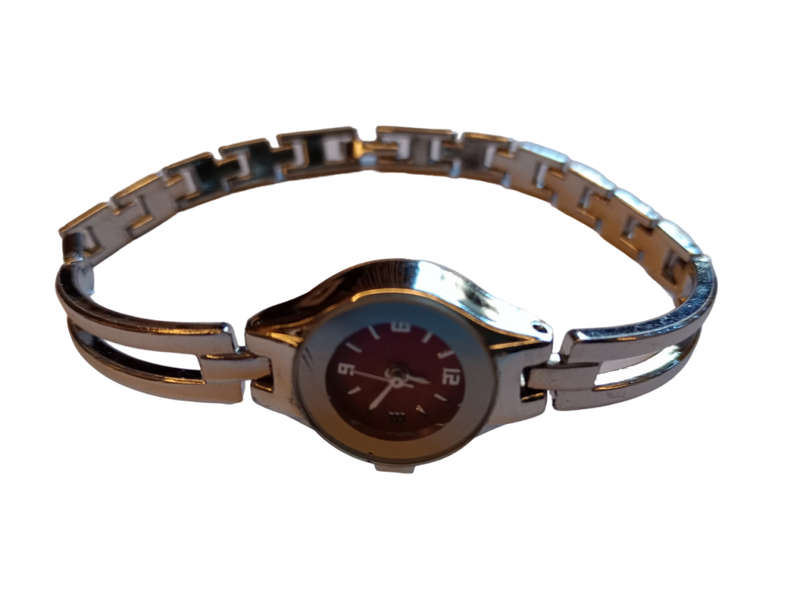Analogue Watch Bracelet For Women  -Stylish Red Face With Steel Bracelet Band