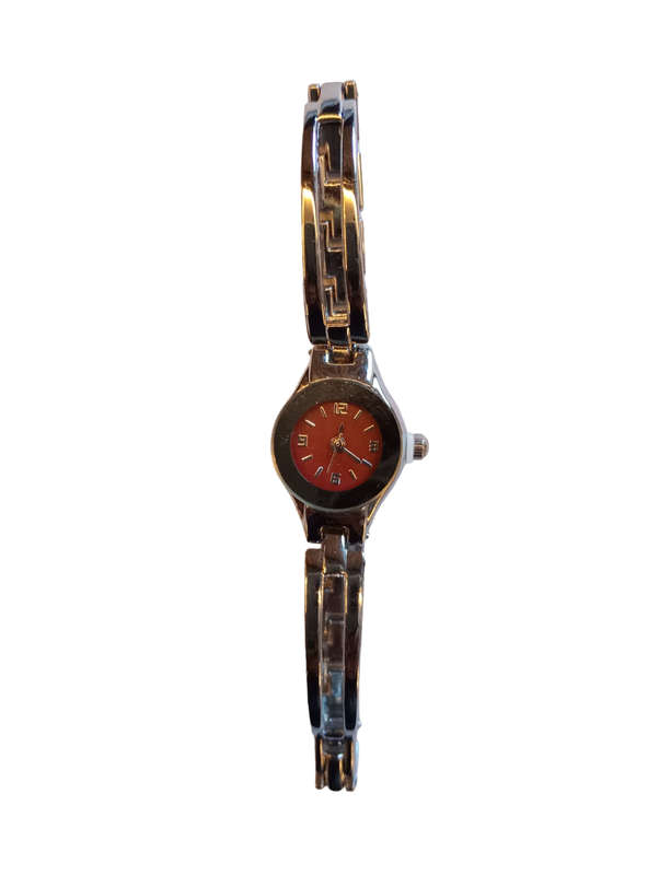 Analogue Watch Bracelet For Women  -Stylish Red Face With Steel Bracelet Band