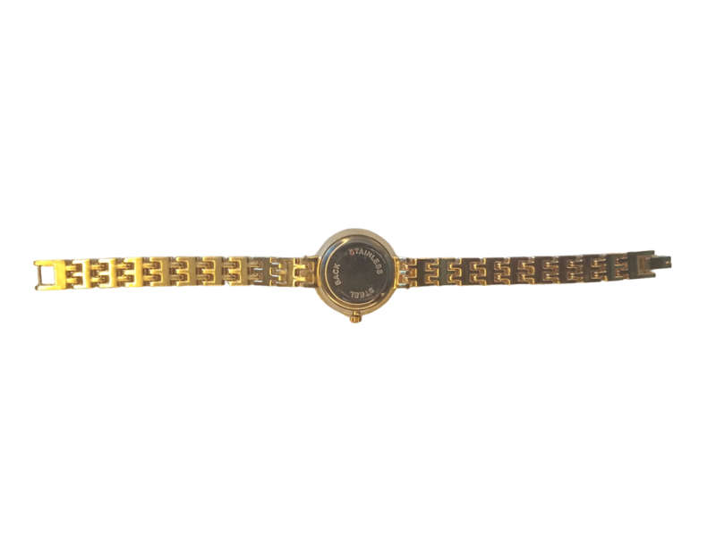 Analogue Watch Bracelet For Women White  Face With Gold Plated Steel Bracelet Watch Strap and Crytal