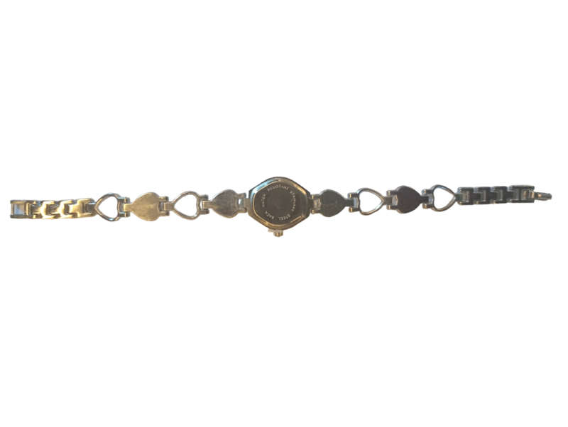 Analogue Watch Bracelet For Women Heart Shaped Face Black With Steel Bracelet Heart Shaped
