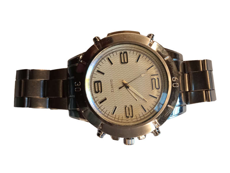 Mens Analogue Watch - Classic Mesh Face With Steel Band -Large Round Face