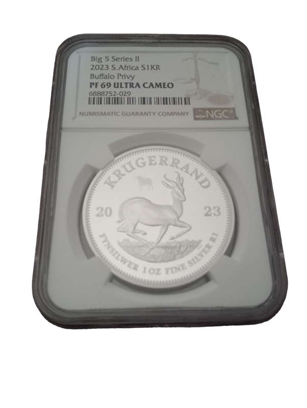 2023 Silver 1oz Krugerrand PRIVY BIG 5 BUFFALO PRIVY NGC Graded PF 69 South Africa Big 5 Series II
