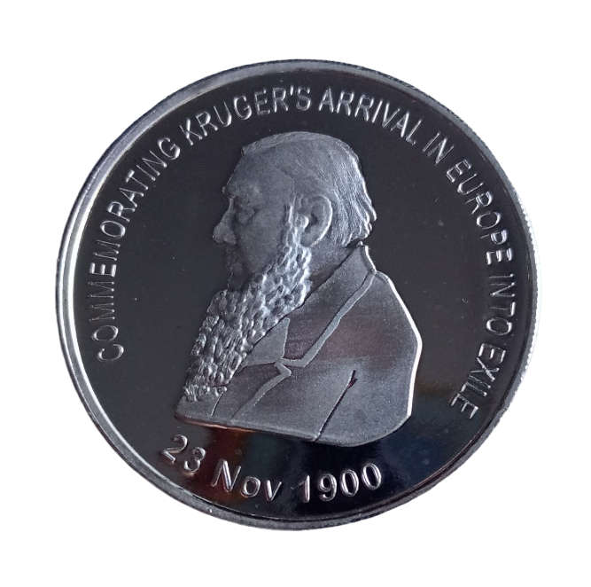 One Ounce Fine Silver Medallion Coin Commemorating Paul Kruger Departure into Exile