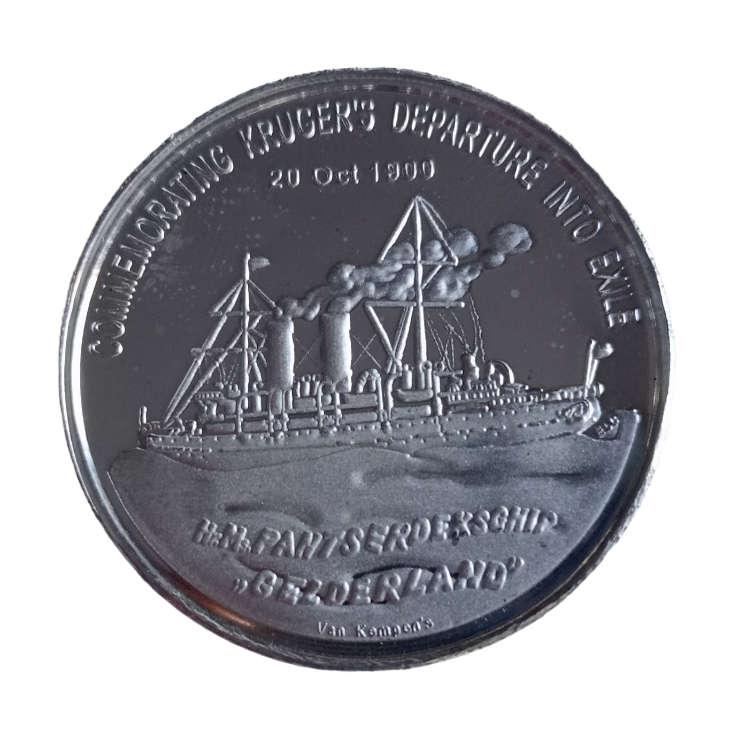 One Ounce Fine Silver Medallion Coin Commemorating Paul Kruger Departure into Exile