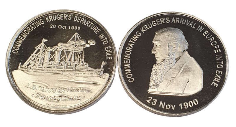One Ounce Fine Silver Medallion Coin Commemorating Paul Kruger Departure into Exile