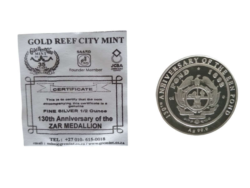 2022 Fine Silver Half Ounce Medallion 130th Anniversary of Een Pond and ZAR