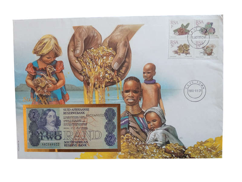 South Africa R2 Note CL Stals AU/UNC - in SA Postage Envelope With Stamps